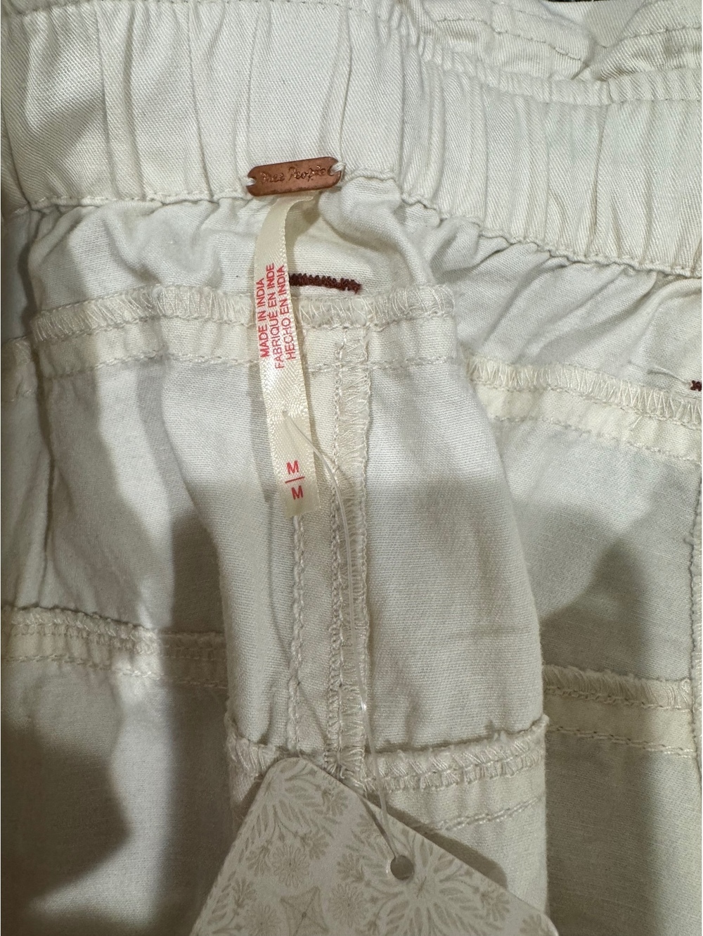 Free People Rockaway Craft Pants M Ivory Crochet Patchwork - Picture 5 of 5